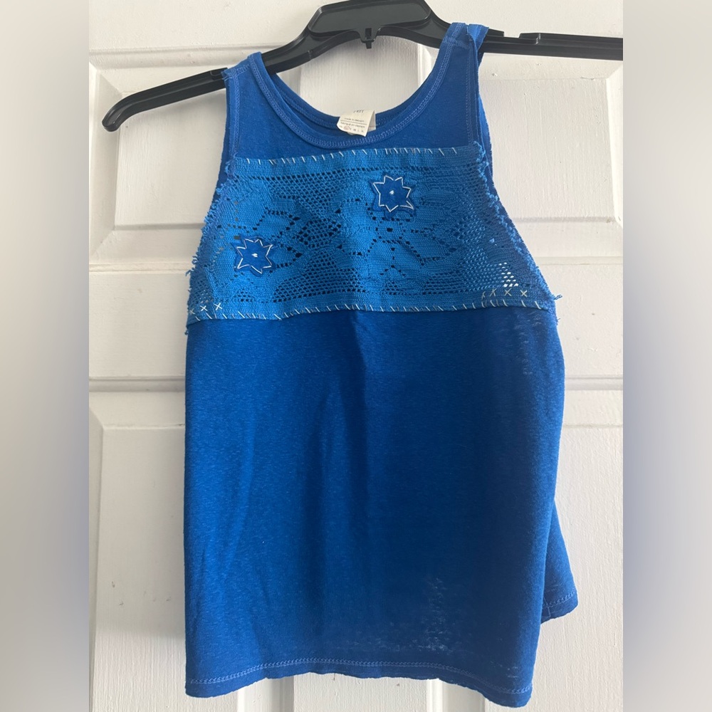 We The Free Cobalt Blue Window Crochet Tank Top